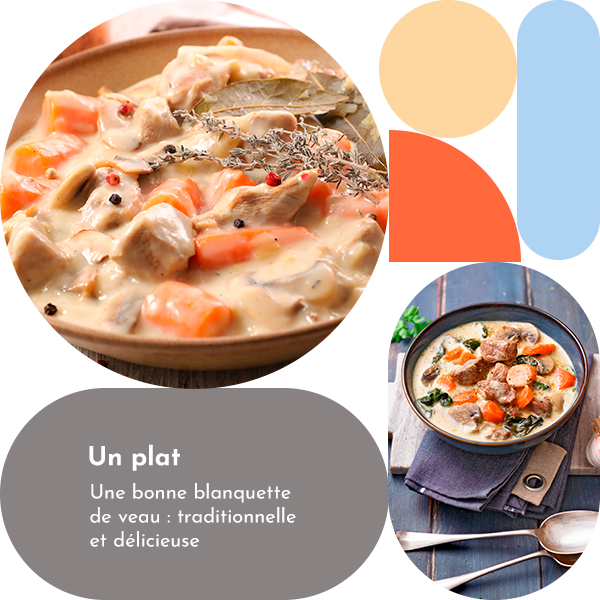 Un plat. Une bonne blanquette de veau : traditionnelle et délicieuse. 